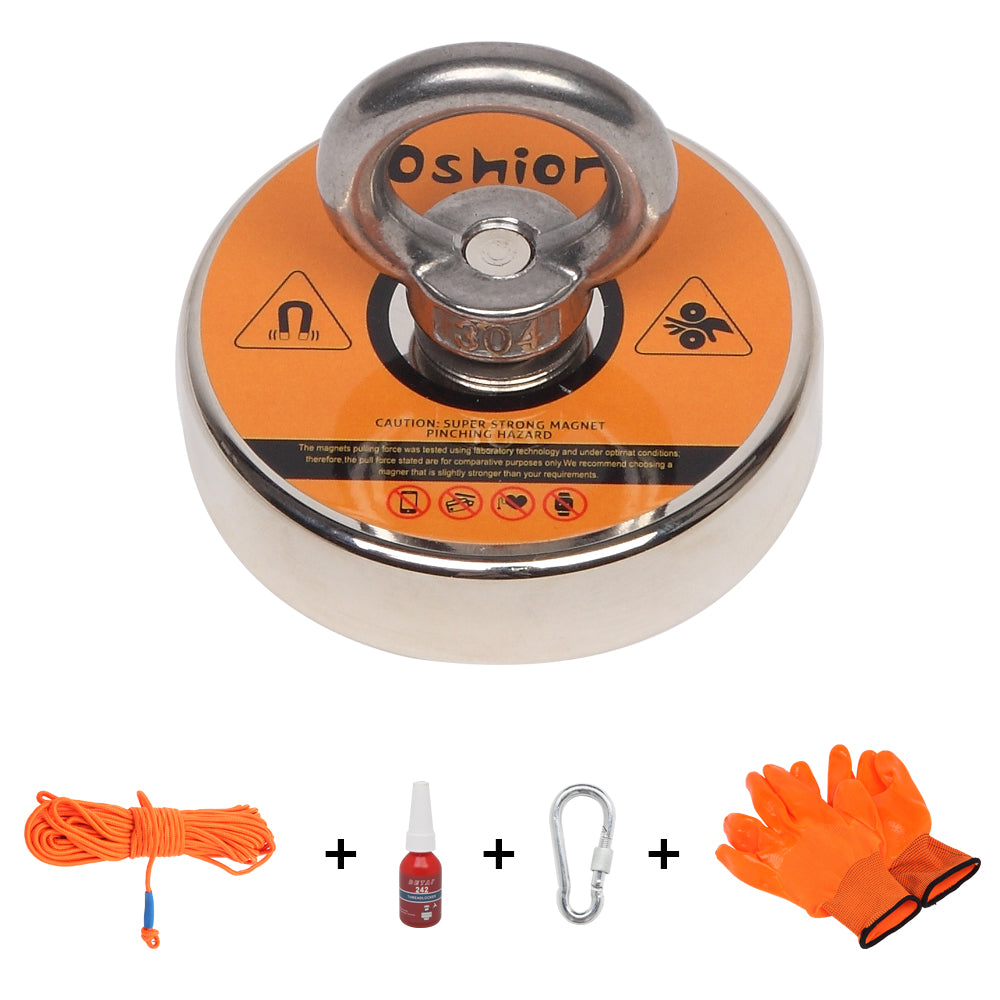 Magnet Fishing Kit with Strong Magnet for Pulling 550 lbs, Rope, Gloves, Threadlocker Glue Fishing Magnets with Rope
