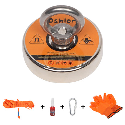 Magnet Fishing Kit with Strong Magnet for Pulling 550 lbs, Rope, Gloves, Threadlocker Glue Fishing Magnets with Rope