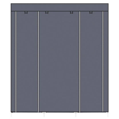69" Portable Clothes Closet Non-Woven Fabric Wardrobe Double Rod Storage Organizer Gray