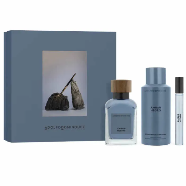 Adolfo Dominguez AD Ámbar Negro Eau de Parfum Spray 120ml Gift Set (3 Pieces)